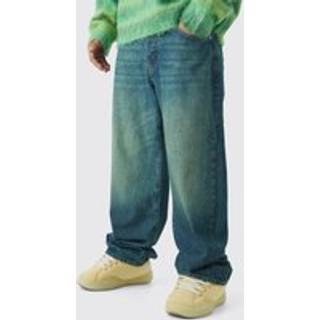Mens Mid Blue Relaxed Fit Washed Tinted Jeans