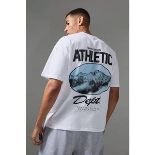 Mens White Active Oversized Athletic Dept. Hiking T-shirt