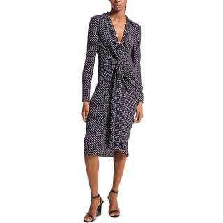 MK Polka Dot Organic Silk Crepe De Chine Gathered Shirtdress - Black - Michael Kors - EU 36