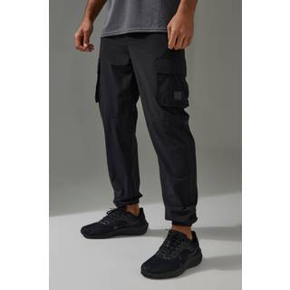 Mens Black Man Active Cargo Cuffed Reg Fit Jogger