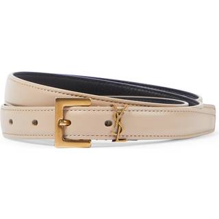 Saint Laurent Cassandre slim leather belt - beige - 70CM