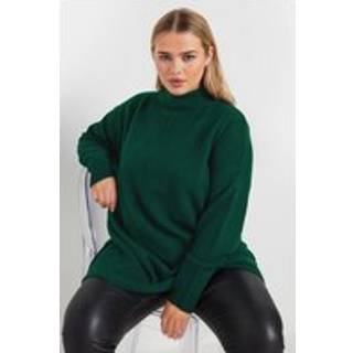 Yours Curve Yours Curve Green High Neck Seam Detail Jumper