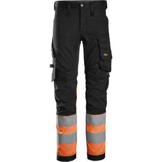 Snickers 6334 high-vis stretchbukser, klasse 1 sort/orange 262