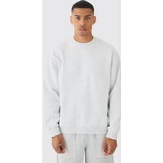 Mens Ash Grey 330GSM Basic Oversized Crew Neck Sweatshirt