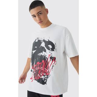 Mens White Oversized Extended Neck Eternal Print T-Shirt