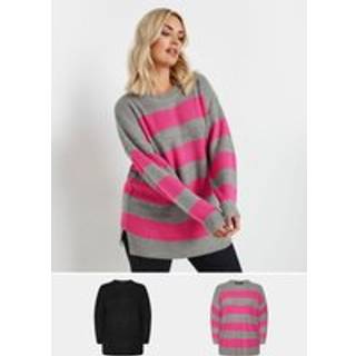 Yours Curve Yours Curve Black Drop Shoulder Jumper 2 Pack