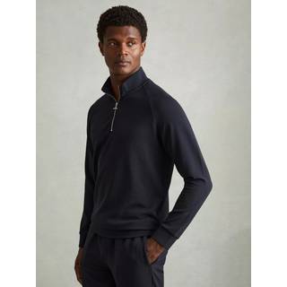Reiss Reiss Navy Illinois Textured Half-Zip Funnel-Neck Sweatshirt