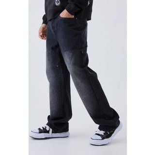 Mens Washed Black Relaxed Fit Carpenter Washed Jeans