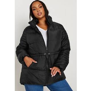 Yours Curve Yours Curve Grey Padded Drawstring Coat