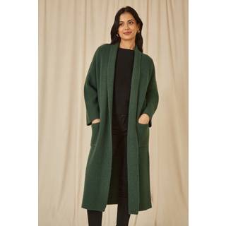 Yumi Yumi Green Knitted Maxi Cardigan With Pockets