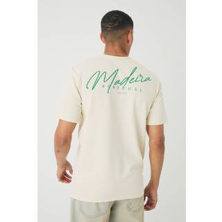 Mens Ecru Regular Fit Jersey Twill Maderia Print T-shirt