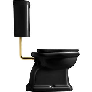 Lavabo Retro Low toilet m/P-lås, Blank sort m/messing rør