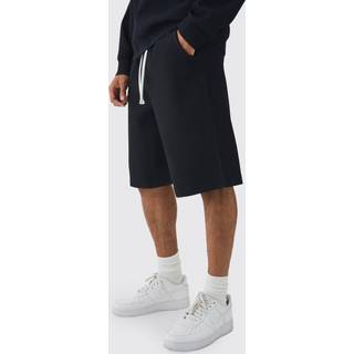 Mens Black Elasticated Waist Pleated Jorts