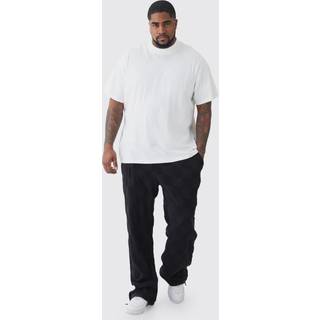 Mens Plus Embossed Checkered Towelling Trouser & T-shirt Set Black