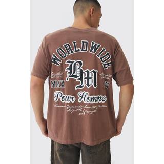 Mens Chocolate Regular Fit Worldwide BM Back Print T-Shirt