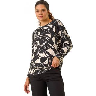 Roman Roman Black Banded Geometric Stretch Top