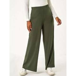 Roman Roman Green Petite Elastic Waist Wide Leg Stretch Trousers
