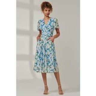 Jolie Moi Jolie Moi Blue Kairi Floral Print Mesh Midi Dress