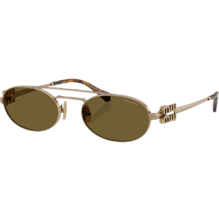Miu Miu Kvinde MU 54ZS 7OE5D1 Solbriller Metal Guld Brun Rund Normal