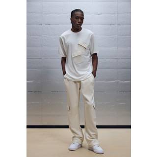 Mens Ecru Regular Fit Placement Pocket T-shirt & Jogger Set