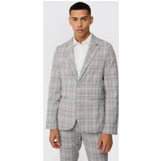 Mens Natural Check Weave Slim Fit Suit Jacket