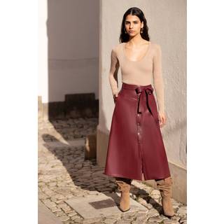 Yumi Faux Læder A Line Midi Nederdele Med Button Up DetaljerEU 40 (UK 12)
