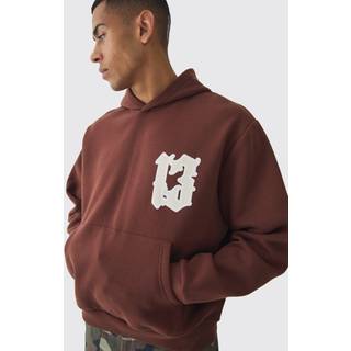 Mens Chocolate Oversized Boxy 13 Print Hoodie