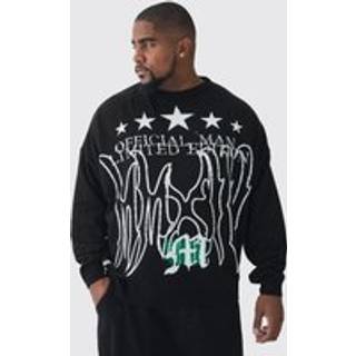 Mens Black Plus Star Graphic Crew Neck Jumper