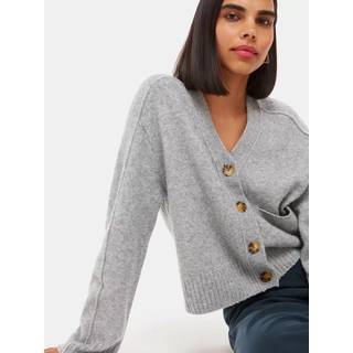 Whistles Whistles Grey Wool Mix Pocket Cardigan