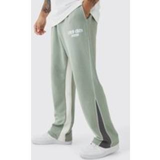 Mens Khaki Straight Leg Contrast Stitch Loopback Gusset Jogger