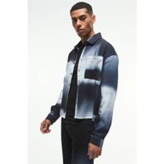 Mens Black Oversized Printed Pleated Revere Boxy Shirt