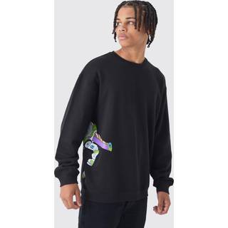 Mens Black Oversized Buzz Lightyear Toy Story License Print Sweatshirt