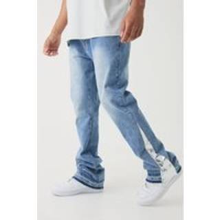 Mens Light Blue Slim Rigid Flare Pu Gusset Jeans