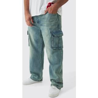 Mens Antique Blue Plus Relaxed Rigid Cargo Jeans