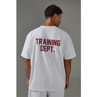 Mens Grey Marl Man Active Training Dept Oversized T-shirt