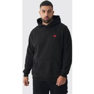 Mens Black Plus Heart Embroidered Hoodie