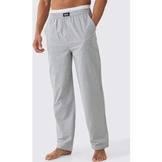 Mens Black Pinstripe Double Waistband Woven Lounge Bottoms
