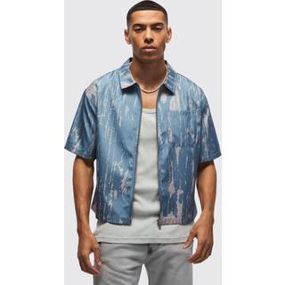 Mens Light Blue Oversized Abstract Boxy Shirt