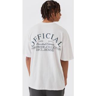 Mens White Oversized Boxy Official Back Print T-Shirt