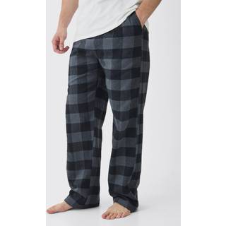 Mens Tall Brushed Check Loungewear Bottom and T-shirt Set in Grey