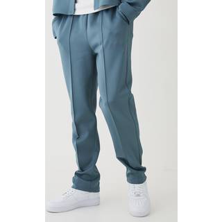 Mens Slate Blue Tapered Pintuck Scuba Trouser