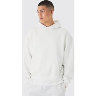 Mens White 330GSM Oversized Boxy Basic Hoodie