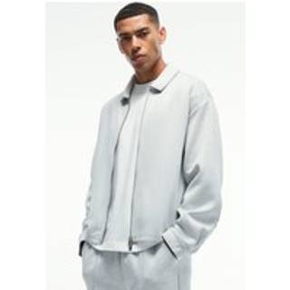 Mens Grey Marl Oversized Boxy Zip Through Scuba Shirt