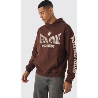 Mens Chocolate Oversized Official Homme Print Hoodie
