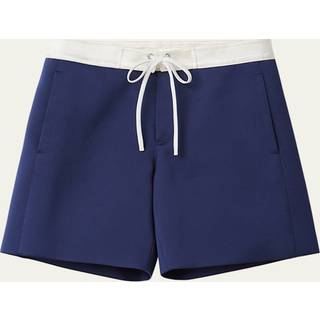 Satin Bermudas in Ink Blue & White - 38