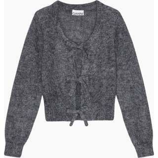 Light Mohair Tie String Cardigan K2411 - Paloma Melange - GANNI - Grå L
