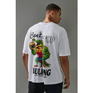 Mens White Active Oversized Can't Stop Bulking T-shirt