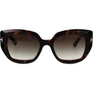 TOM FORD Kvinde FT1192 SALTZMAN 52B Solbriller Acetat Havana Marrone Sommerfugl Normal Sfumato
