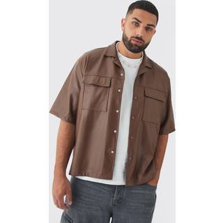 Mens Coffee Plus PU Short Sleeve Overshirt