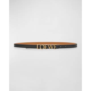 Loewe Slim logo leather belt - black - 80CM
